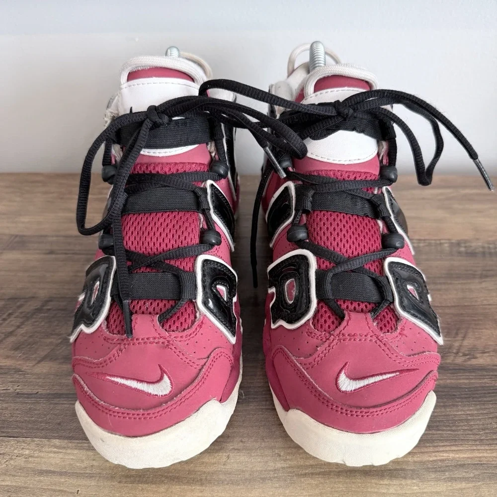 Nike Air More Uptempo GS Size 5.5Y Red Black White Basketball Shoes 415082-600